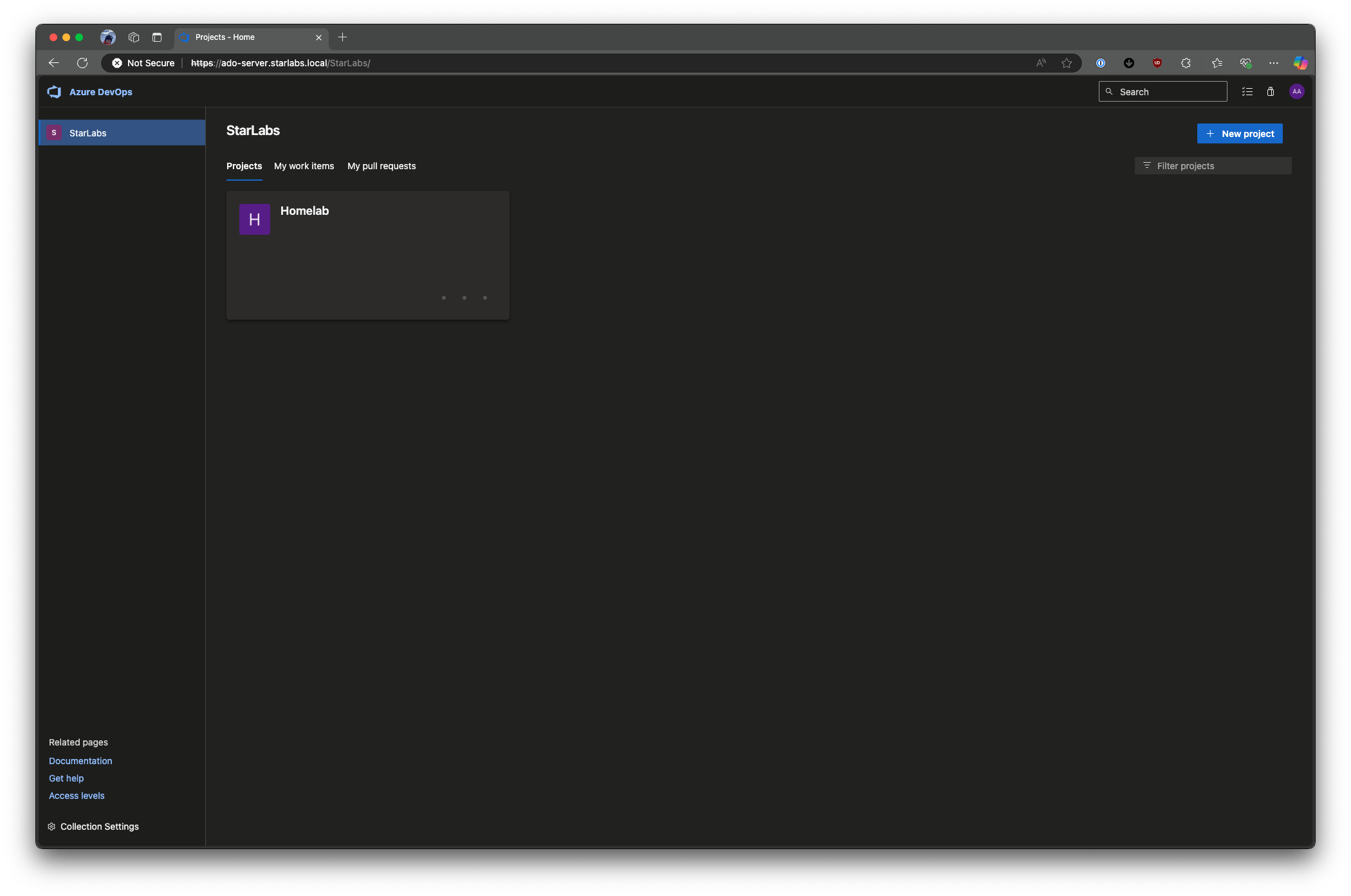 Azure DevOps Server Express portal